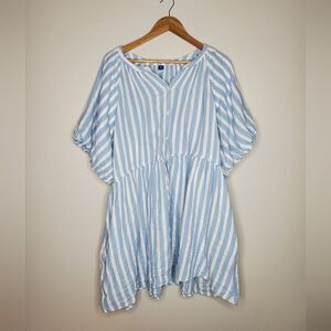Old Navy Puff Sleeve Blue and White Striped NWT Dress Size XL